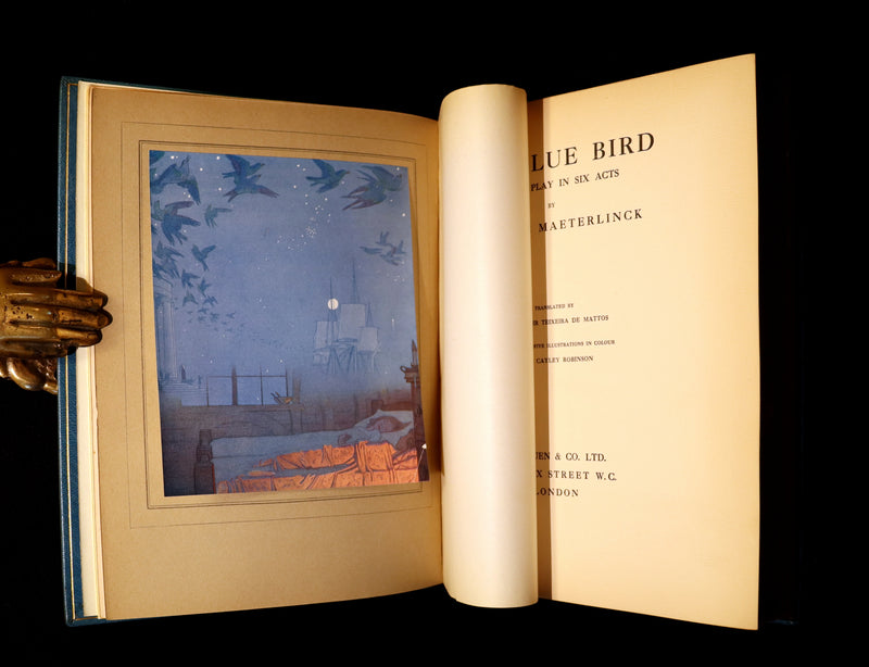 1911 First Illustrated Edition bound by ASPREY - The Blue Bird. A FAIRY Play in Six Acts illustrated by Frederic Cayley Robinson.