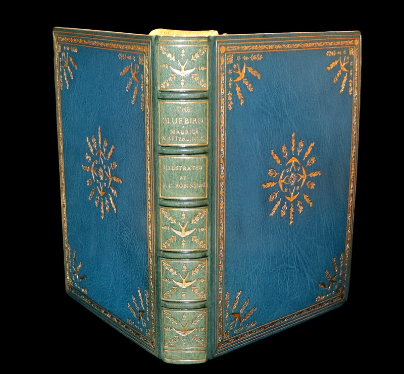 1911 First Illustrated Edition bound by ASPREY - The Blue Bird. A FAIRY Play in Six Acts illustrated by Frederic Cayley Robinson.