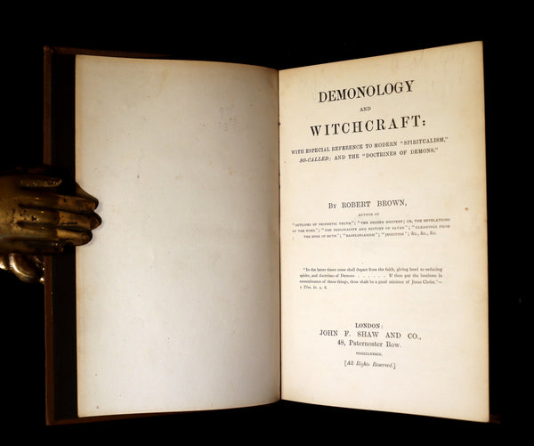 1889 Rare First Edition  - Demonology and Witchcraft, Spiritualism by Robert Brown.