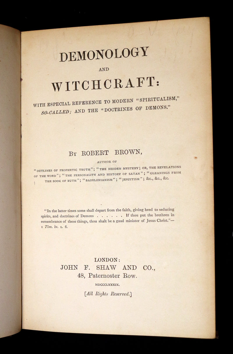1889 Rare First Edition  - Demonology and Witchcraft, Spiritualism by Robert Brown.