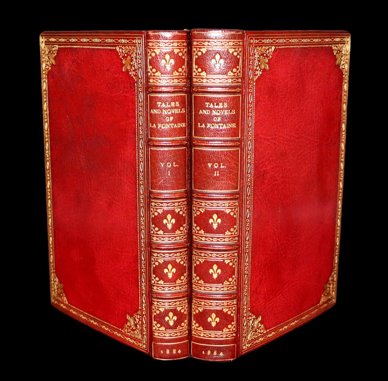1884 Rare De La Fontaine Tales Book set beautifully bound by Sangorski & Sutcliffe illustrated by Eisen.