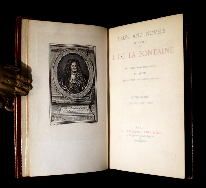 1884 Rare De La Fontaine Tales Book set beautifully bound by Sangorski & Sutcliffe illustrated by Eisen.