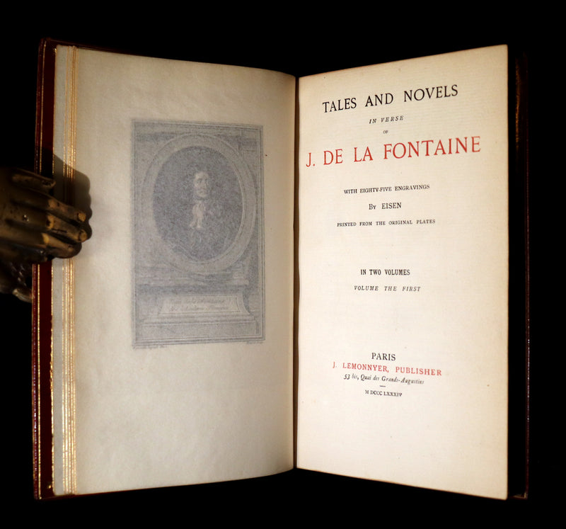 1884 Rare De La Fontaine Tales Book set beautifully bound by Sangorski & Sutcliffe illustrated by Eisen.