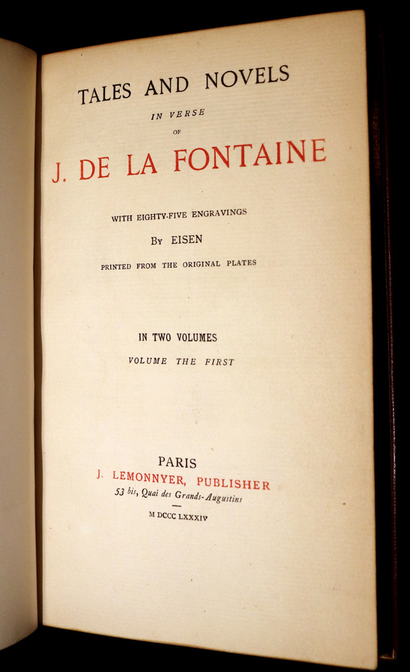 1884 Rare De La Fontaine Tales Book set beautifully bound by Sangorski & Sutcliffe illustrated by Eisen.