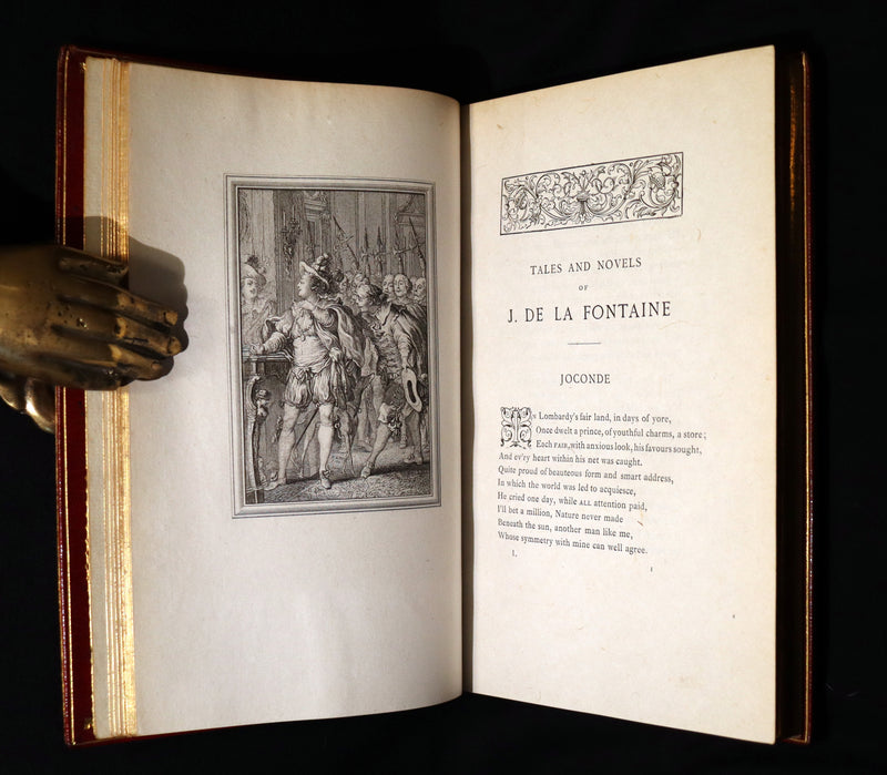 1884 Rare De La Fontaine Tales Book set beautifully bound by Sangorski & Sutcliffe illustrated by Eisen.
