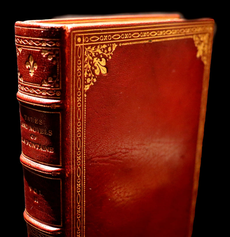 1884 Rare De La Fontaine Tales Book set beautifully bound by Sangorski & Sutcliffe illustrated by Eisen.