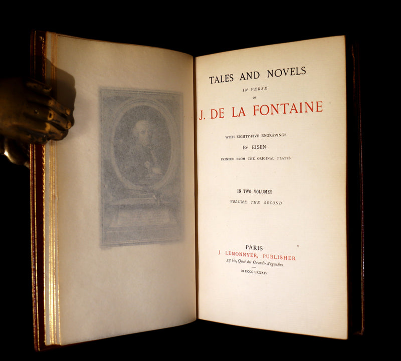 1884 Rare De La Fontaine Tales Book set beautifully bound by Sangorski & Sutcliffe illustrated by Eisen.