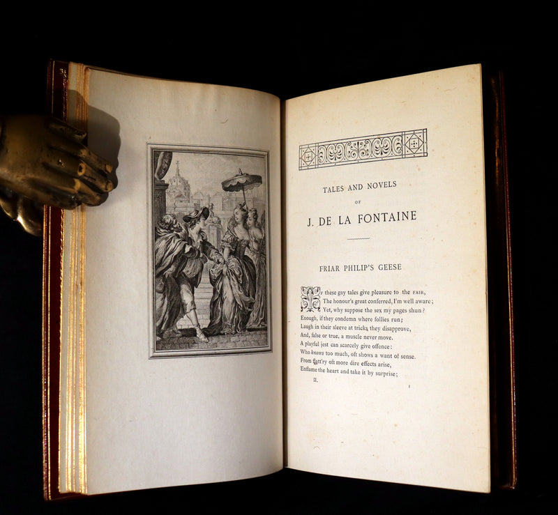 1884 Rare De La Fontaine Tales Book set beautifully bound by Sangorski & Sutcliffe illustrated by Eisen.