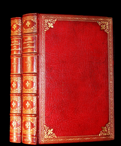 1884 Rare De La Fontaine Tales Book set beautifully bound by Sangorski & Sutcliffe illustrated by Eisen.