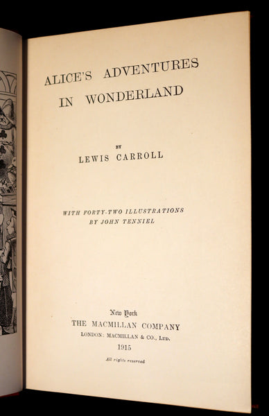 1915 Rare Book - ALICE'S ADVENTURES IN WONDERLAND by Lewis Carroll.
