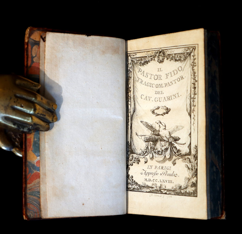 1768 Rare Italian Book - IL PASTOR FIDO by Giovanni Battista Guarini illustrated by Cochin.