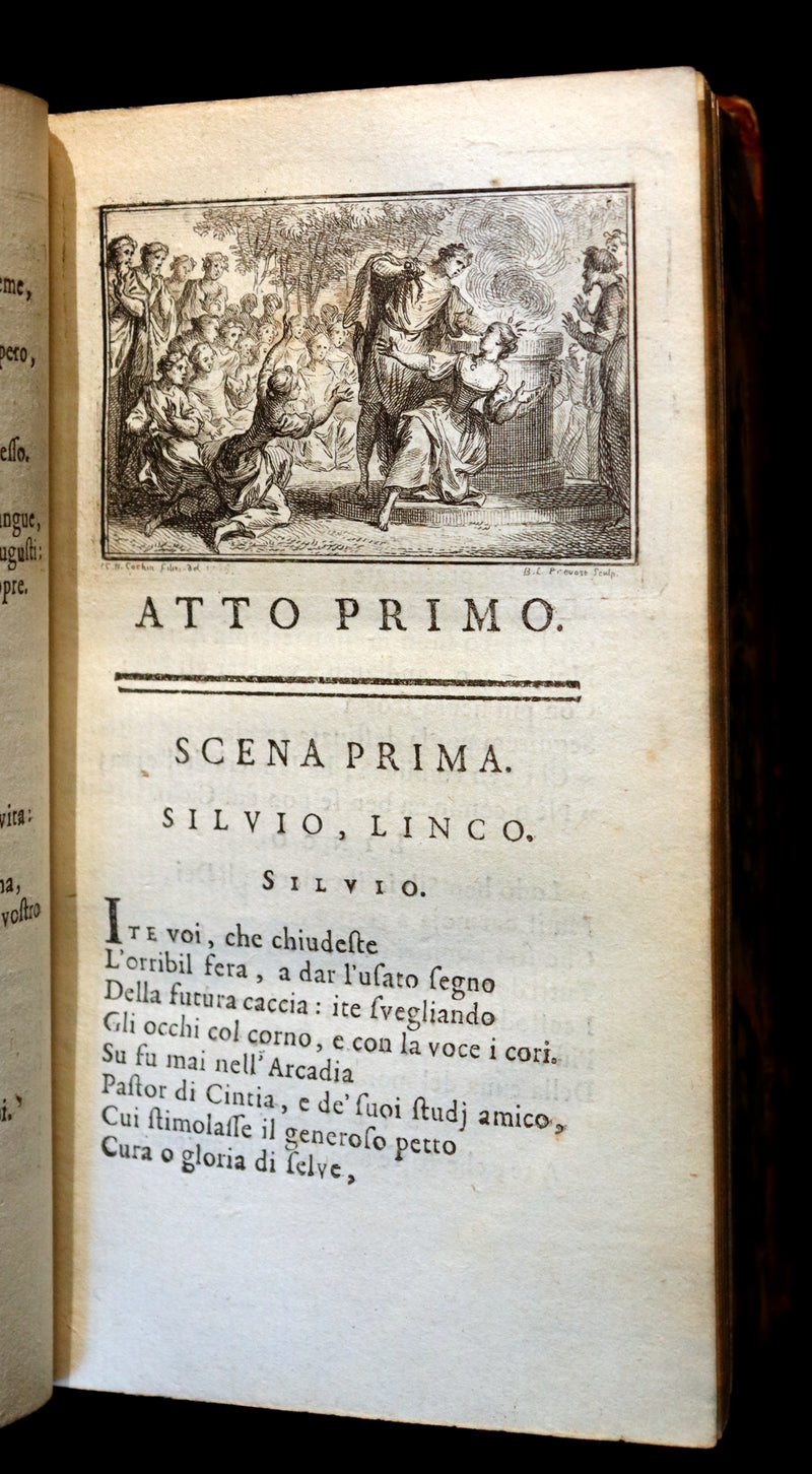 1768 Rare Italian Book - IL PASTOR FIDO by Giovanni Battista Guarini illustrated by Cochin.