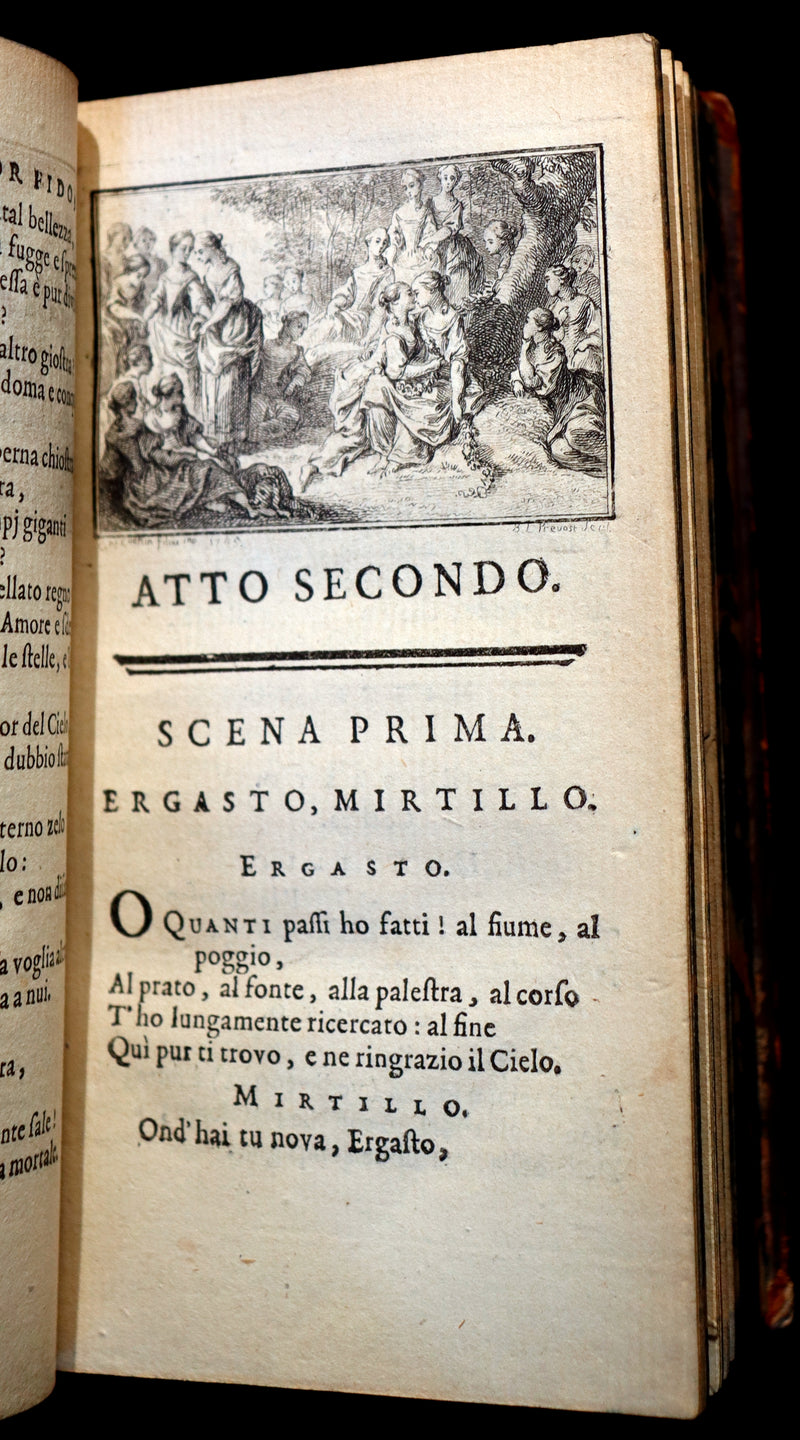 1768 Rare Italian Book - IL PASTOR FIDO by Giovanni Battista Guarini illustrated by Cochin.