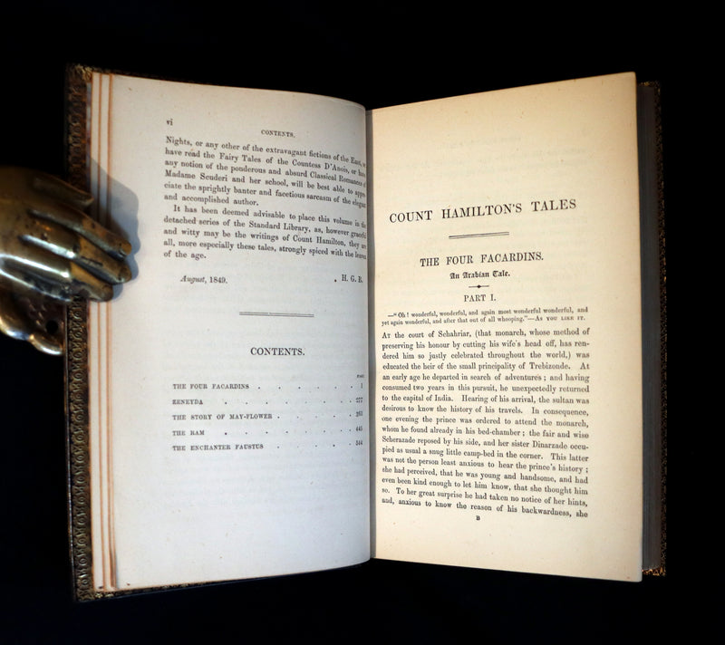 1849 Beautiful Zaehnsdorf Binding - FAIRY TALES and Romances by Count Anthony Hamilton.