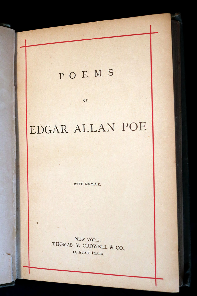 1882 Rare Victorian Book - Poems by Edgar Allan POE with Memoir (The Raven, Lenore, Ulalume, ...)