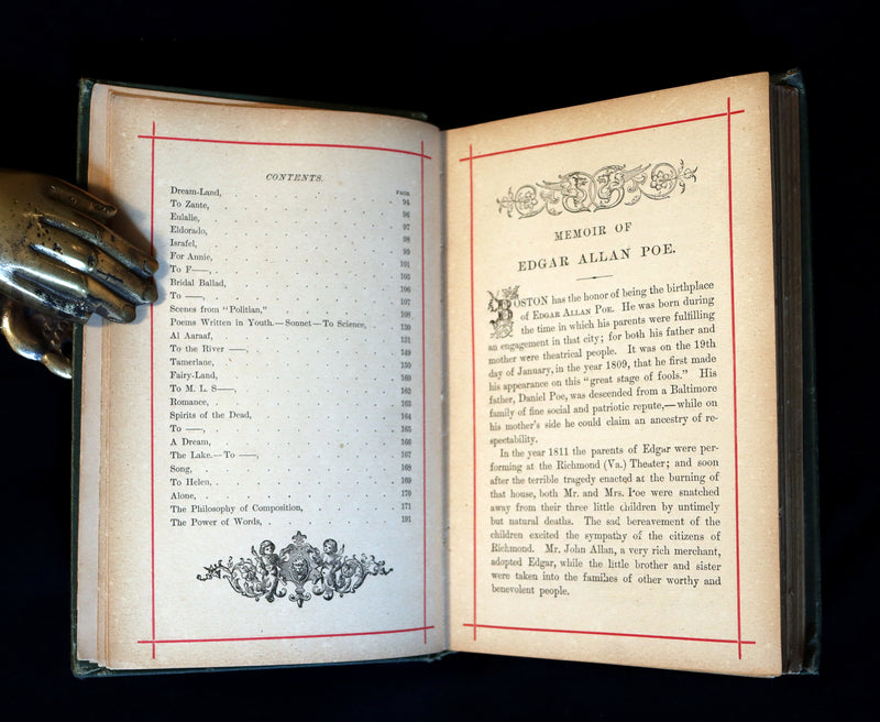1882 Rare Victorian Book - Poems by Edgar Allan POE with Memoir (The Raven, Lenore, Ulalume, ...)