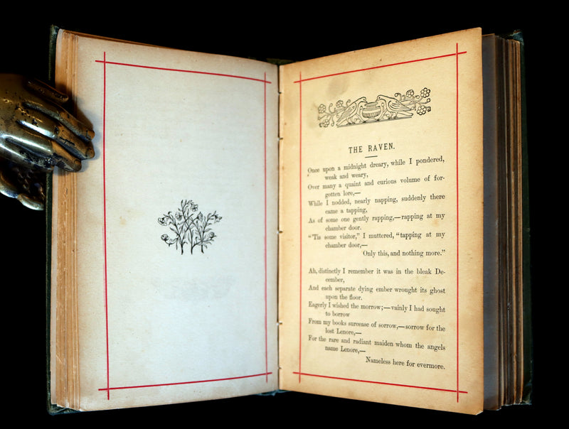 1882 Rare Victorian Book - Poems by Edgar Allan POE with Memoir (The Raven, Lenore, Ulalume, ...)