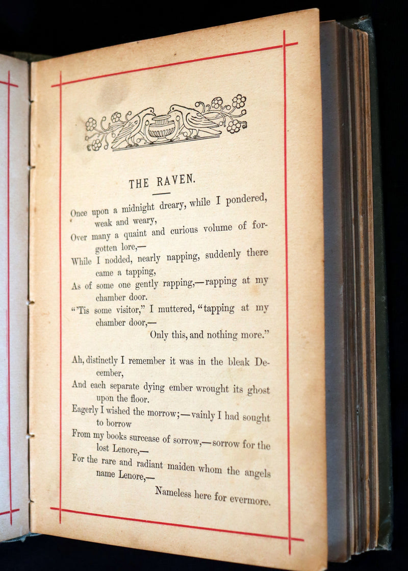 1882 Rare Victorian Book - Poems by Edgar Allan POE with Memoir (The Raven, Lenore, Ulalume, ...)