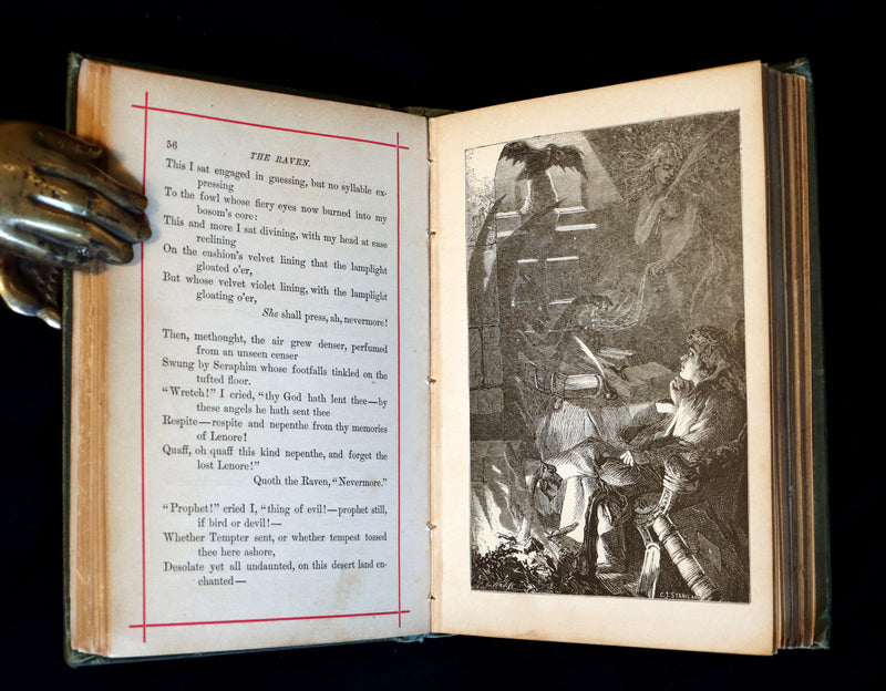 1882 Rare Victorian Book - Poems by Edgar Allan POE with Memoir (The Raven, Lenore, Ulalume, ...)