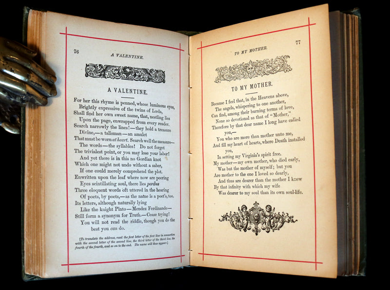 1882 Rare Victorian Book - Poems by Edgar Allan POE with Memoir (The Raven, Lenore, Ulalume, ...)