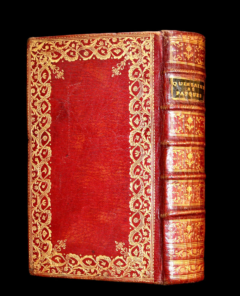 1777 Scarce French Latin Book in a beautiful BINDERY WORK - Office de la Quinzaine de Paque - Easter Prayer.