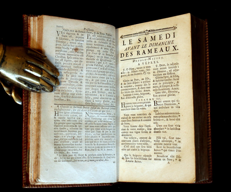 1777 Scarce French Latin Book in a beautiful BINDERY WORK - Office de la Quinzaine de Paque - Easter Prayer.
