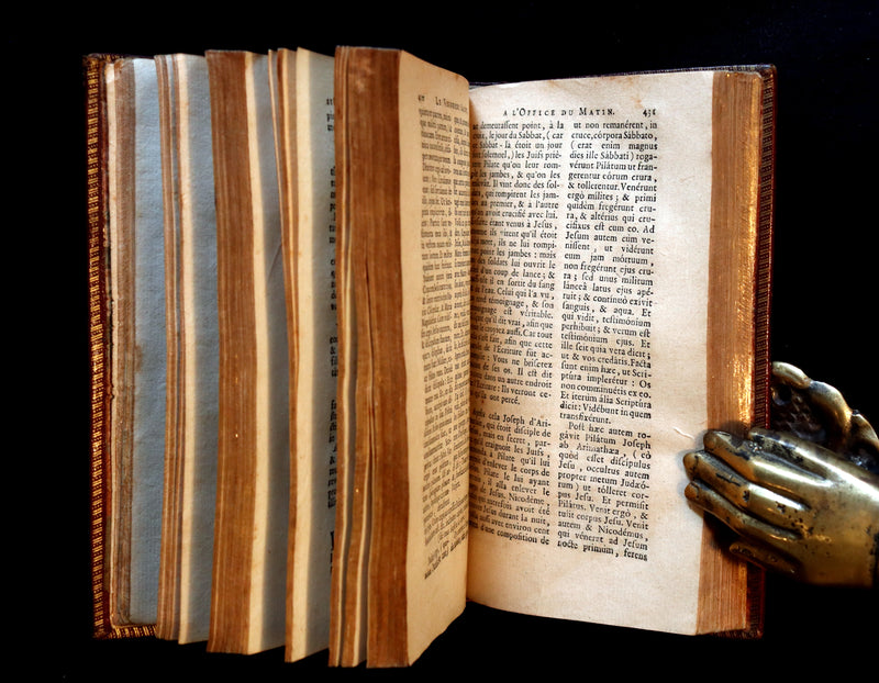 1777 Scarce French Latin Book in a beautiful BINDERY WORK - Office de la Quinzaine de Paque - Easter Prayer.