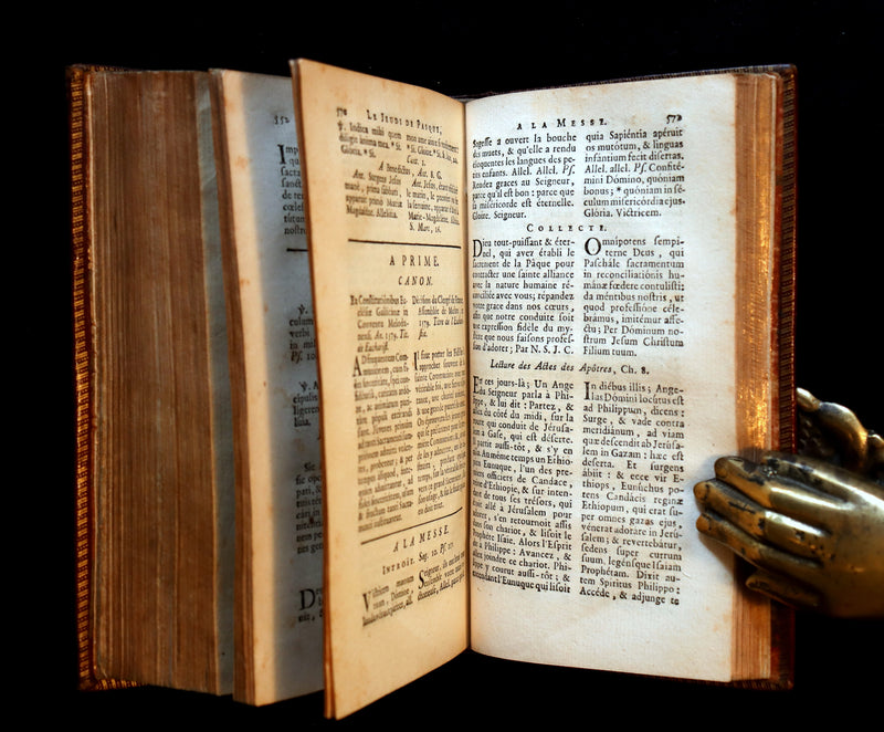 1777 Scarce French Latin Book in a beautiful BINDERY WORK - Office de la Quinzaine de Paque - Easter Prayer.