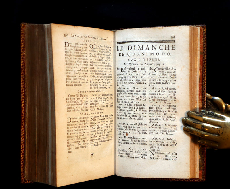 1777 Scarce French Latin Book in a beautiful BINDERY WORK - Office de la Quinzaine de Paque - Easter Prayer.