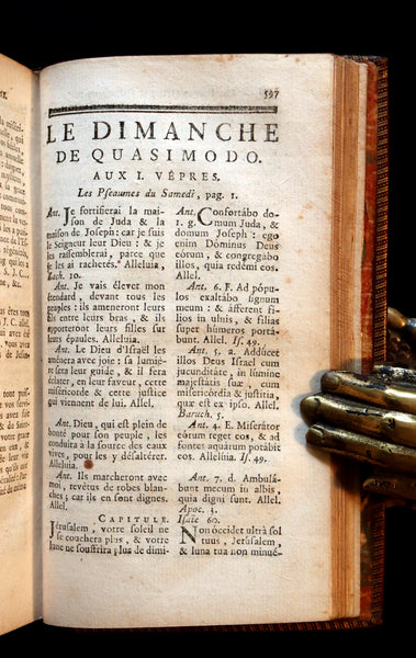 1777 Scarce French Latin Book in a beautiful BINDERY WORK - Office de la Quinzaine de Paque - Easter Prayer.