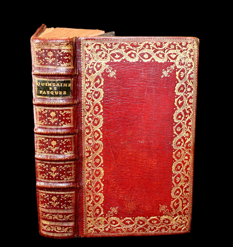 1777 Scarce French Latin Book in a beautiful BINDERY WORK - Office de la Quinzaine de Paque - Easter Prayer.