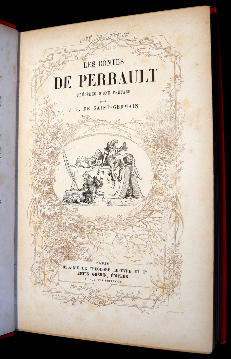 1890 Scarce illustrated French Book ~ Les Contes de Perrault - Fairy Tales published by Lefevre.