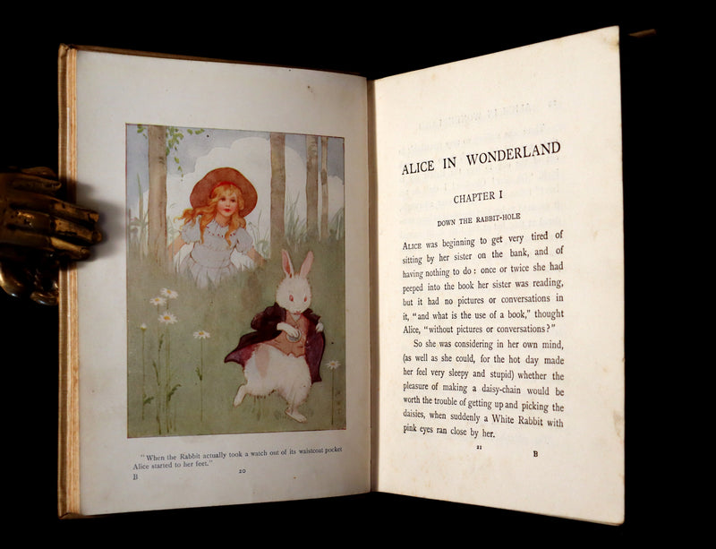 1920 Rare Book - Alice's Adventures in Wonderland with coloured illustrations By Margaret W. Tarrant.