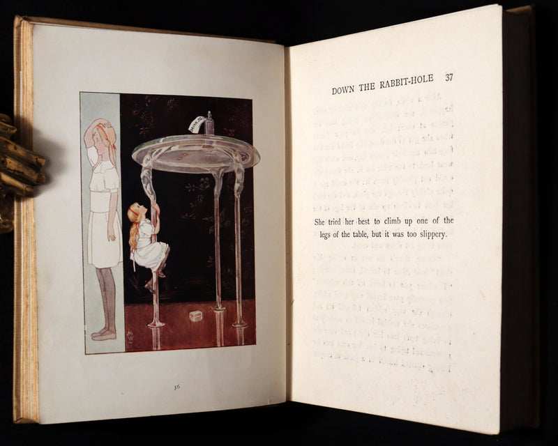 1920 Rare Book - Alice's Adventures in Wonderland with coloured illustrations By Margaret W. Tarrant.