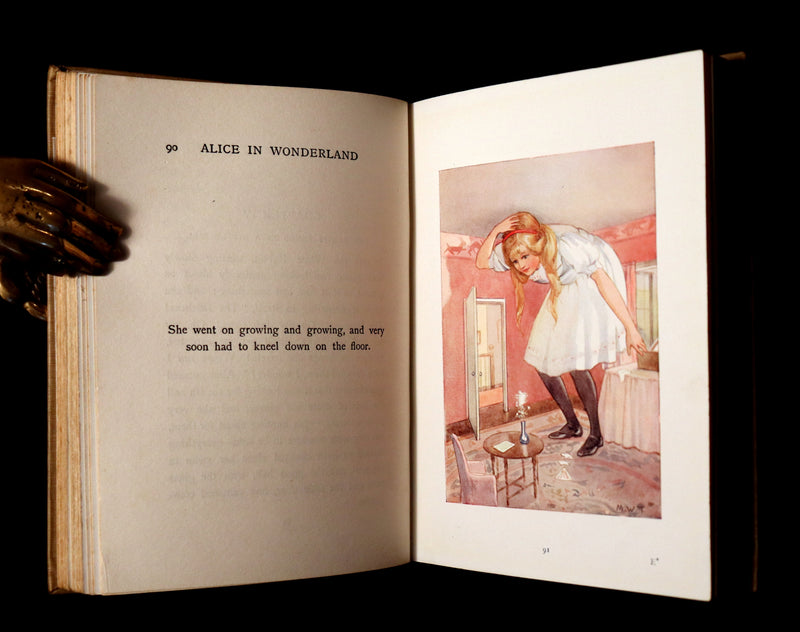 1920 Rare Book - Alice's Adventures in Wonderland with coloured illustrations By Margaret W. Tarrant.