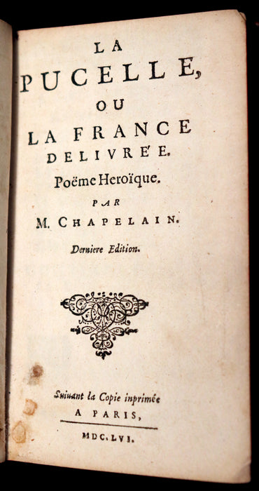 1656 Rare French Book - JOAN OF ARC - La Pucelle ou la France delivree. Poeme heroique.