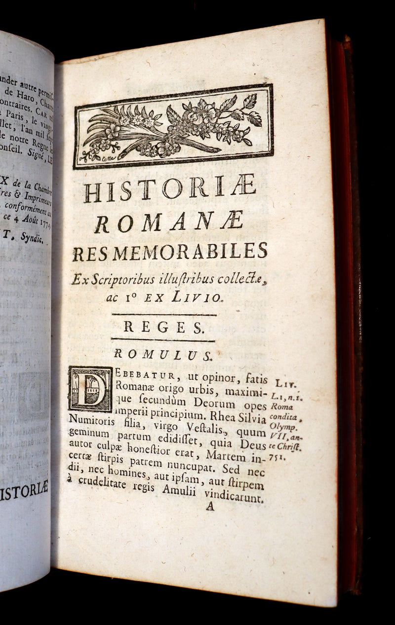 1774 Scarce Latin Book - ROMAN HISTORY from his Famous Authors - Lucius Annaeus Florus, Tite-Live, Caius Velleius Paterculus.
