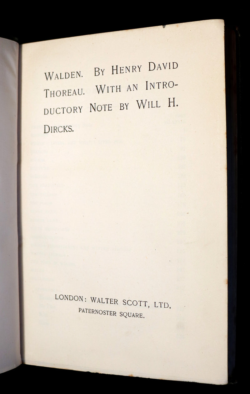 1886 Rare Victorian Book - WALDEN by Henry David THOREAU With an Introductory Note by Will H. Dircks.