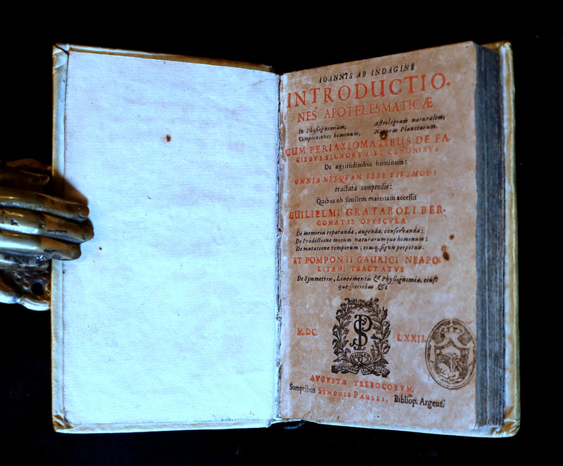 1672 Scarce Latin Vellum Book - Indagine's CHIROMANCY, PHYSIOGNOMY & ASTROLOGY.