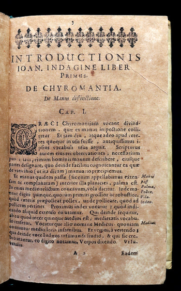 1672 Scarce Latin Vellum Book - Indagine's CHIROMANCY, PHYSIOGNOMY & ASTROLOGY.