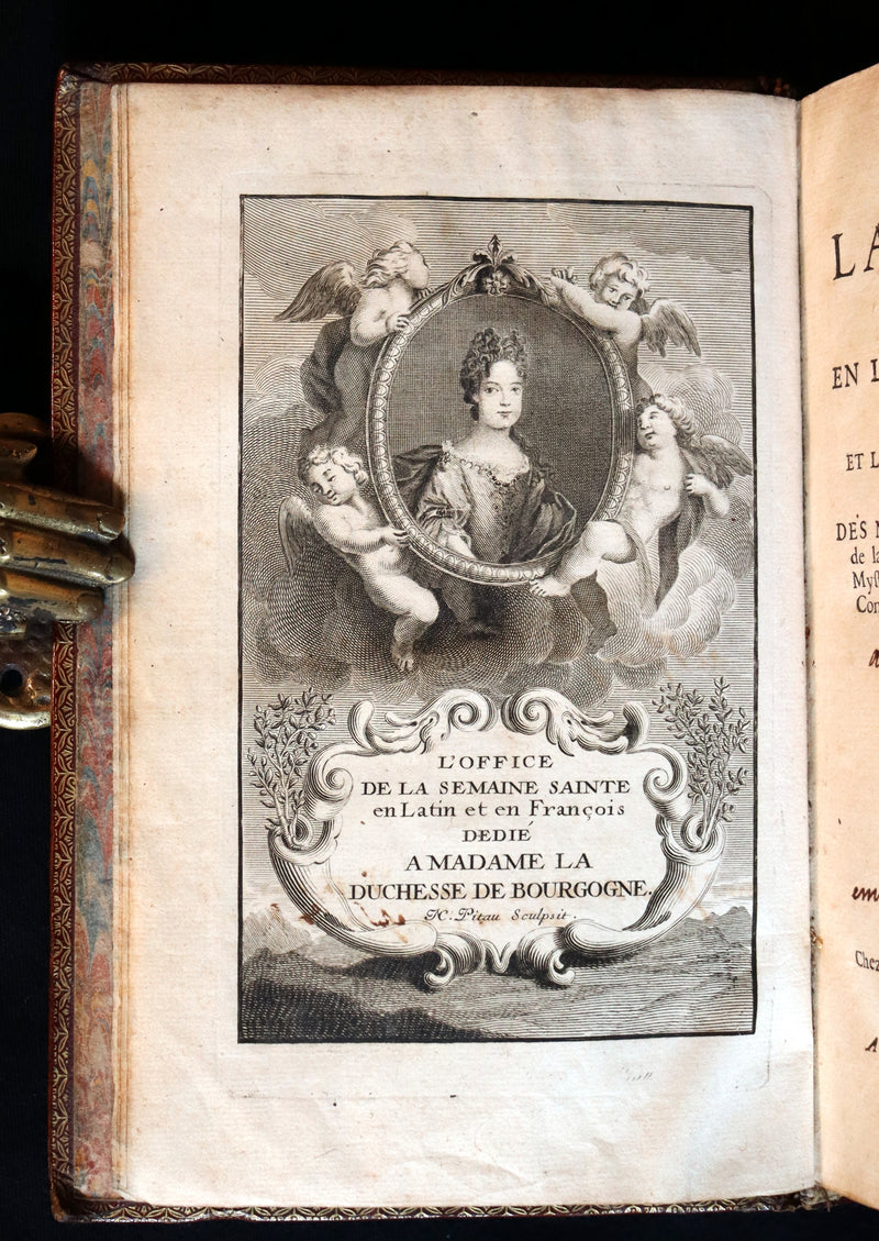 1698 Rare French Latin Book ~ The Office of Holy Week dedicated to the Duchess of Bourgogne. L'Office de la Semaine Sainte.