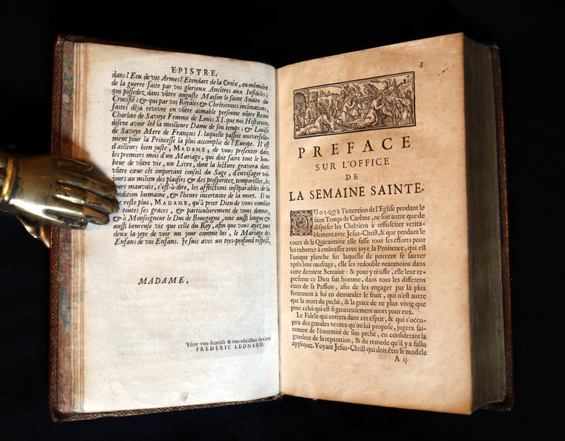 1698 Rare French Latin Book ~ The Office of Holy Week dedicated to the Duchess of Bourgogne. L'Office de la Semaine Sainte.
