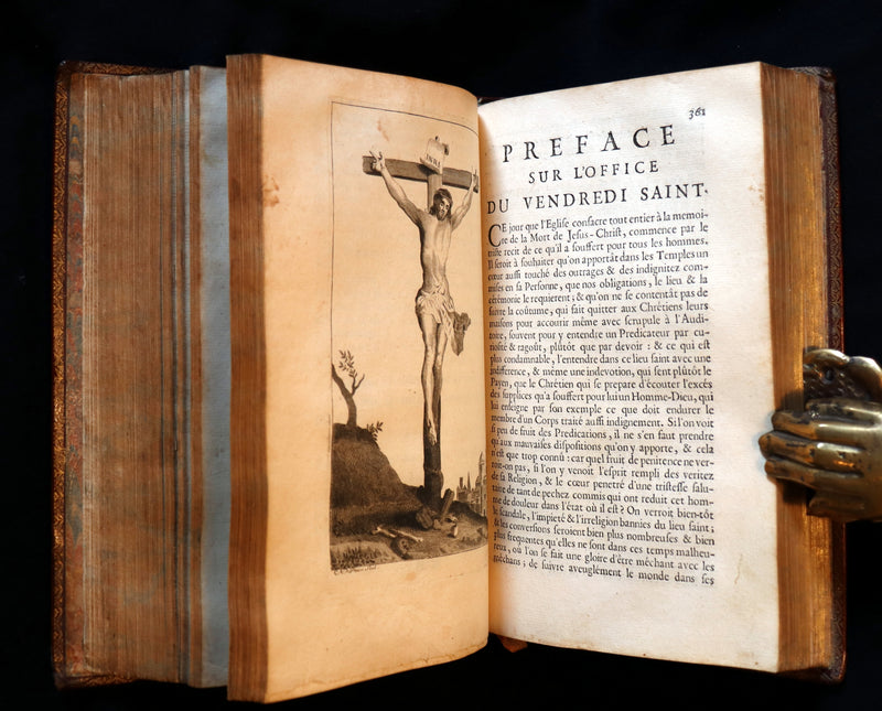 1698 Rare French Latin Book ~ The Office of Holy Week dedicated to the Duchess of Bourgogne. L'Office de la Semaine Sainte.