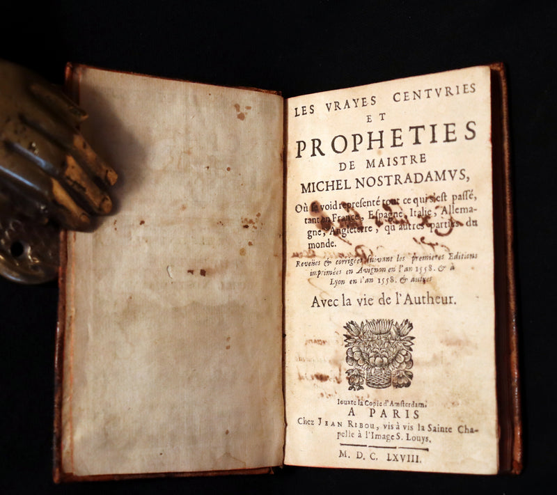 1668 Scarce French Book ~ NOSTRADAMUS Prophecies ~ Les Vrayes Centuries et Propheties de Michel Nostradamus.