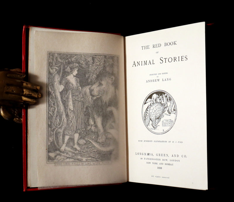 1899 Rare 1stED - The RED BOOK of ANIMAL STORIES by Andrew Lang Illustrated by H.J. Ford.