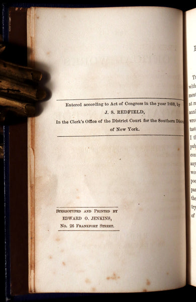 1859 Rare Book - The Poetical Works of EDGAR ALLAN POE with an Original Memoir.