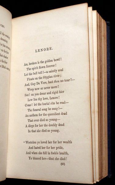 1859 Rare Book - The Poetical Works of EDGAR ALLAN POE with an Original Memoir.