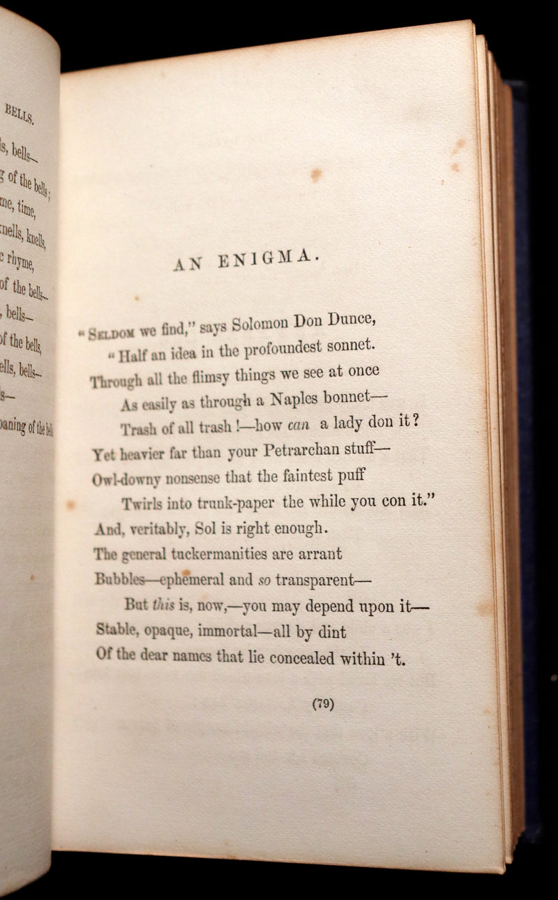 1859 Rare Book - The Poetical Works of EDGAR ALLAN POE with an Original Memoir.