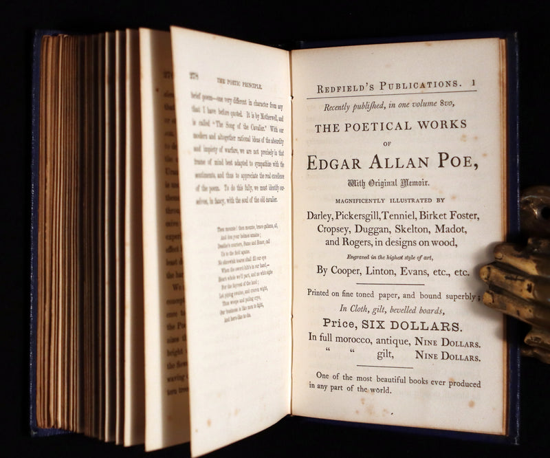 1859 Rare Book - The Poetical Works of EDGAR ALLAN POE with an Original Memoir.