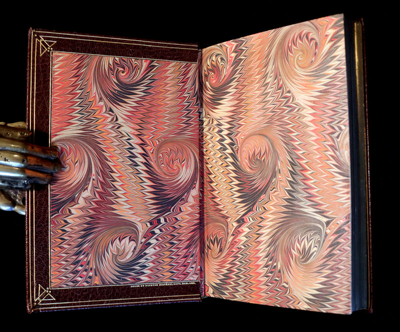 1868 Fine Bayntun-Riviere Binding - The Travels & Surprising Adventures of Baron MUNCHAUSEN. Illustrated in COLOR by Cruikshank.